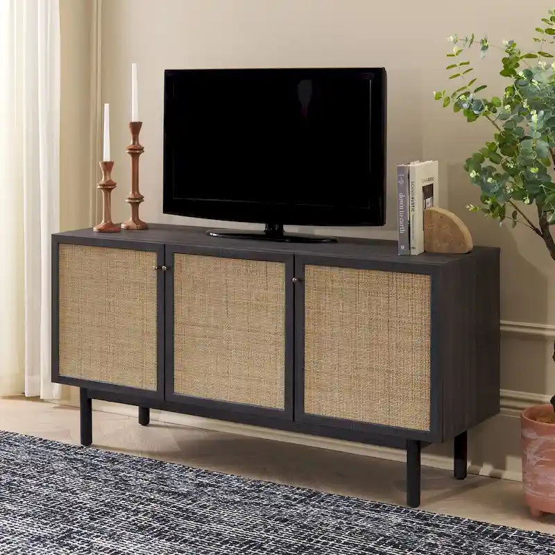 Credenza Media 3 Ante in Rattan - 54Lx19Px30H